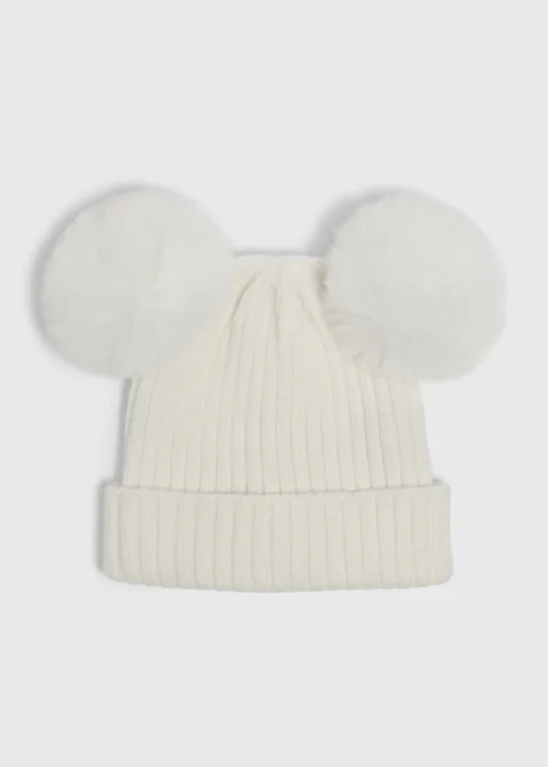Baby Cream Pom Pom Beanie (0-24mths) - Up to 1 Month Image 1