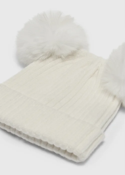 Baby Cream Pom Pom Beanie (0-24mths) - Up to 1 Month Image 2