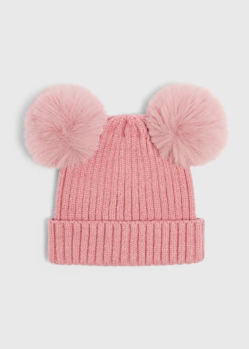 Baby Pink Pom Pom Beanie (0-24mths) - Up to 1 Month Image 1