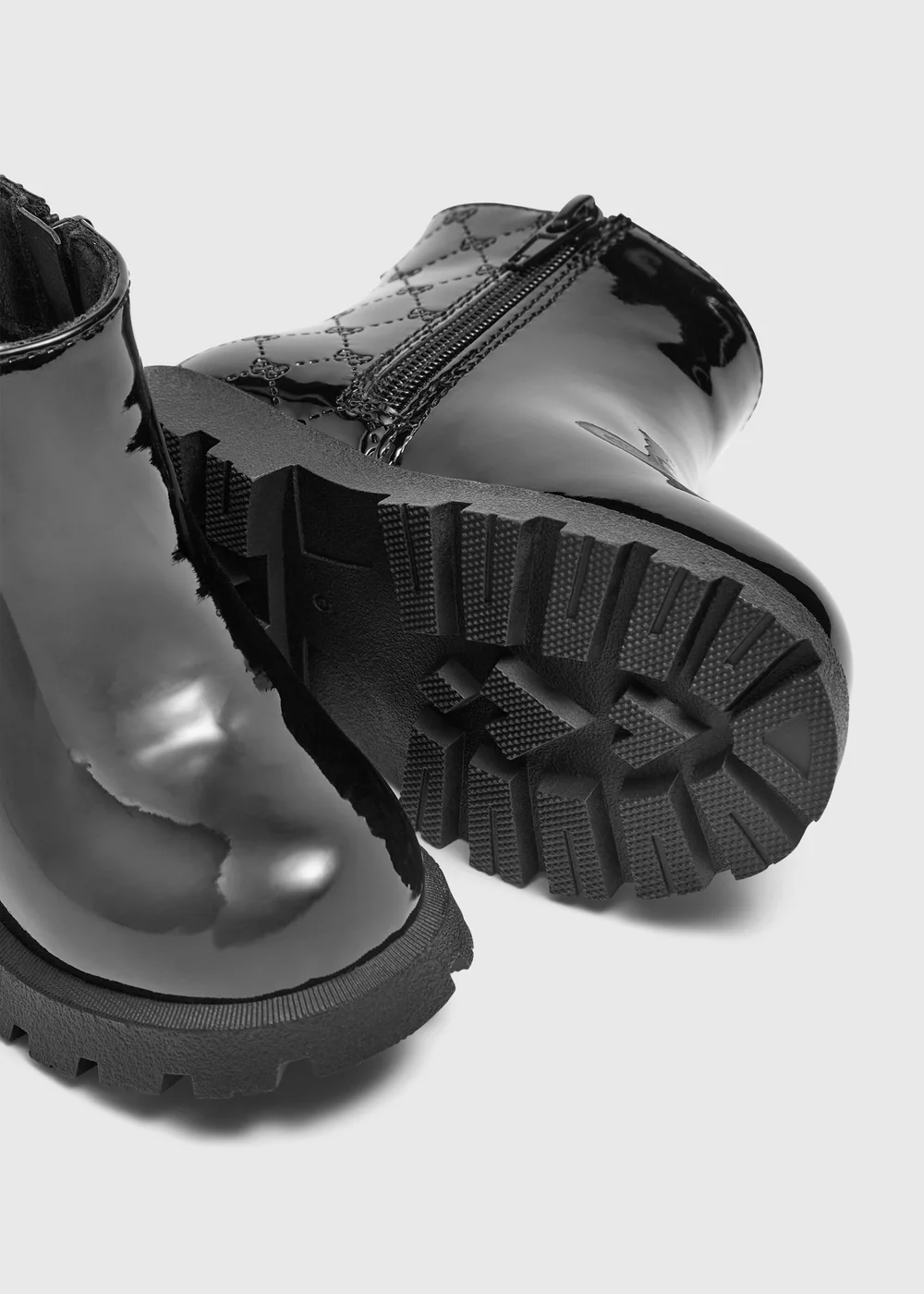 Girls Black Zip Up Bow Boots (Younger 4-12) - 4 Infants Image 2