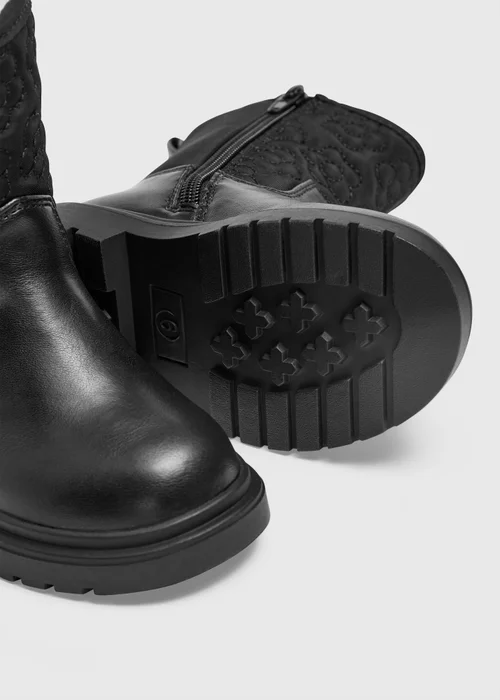 Girls Black Quilted Calf Boot (Younger 4-12) - 4 Infants Image 2