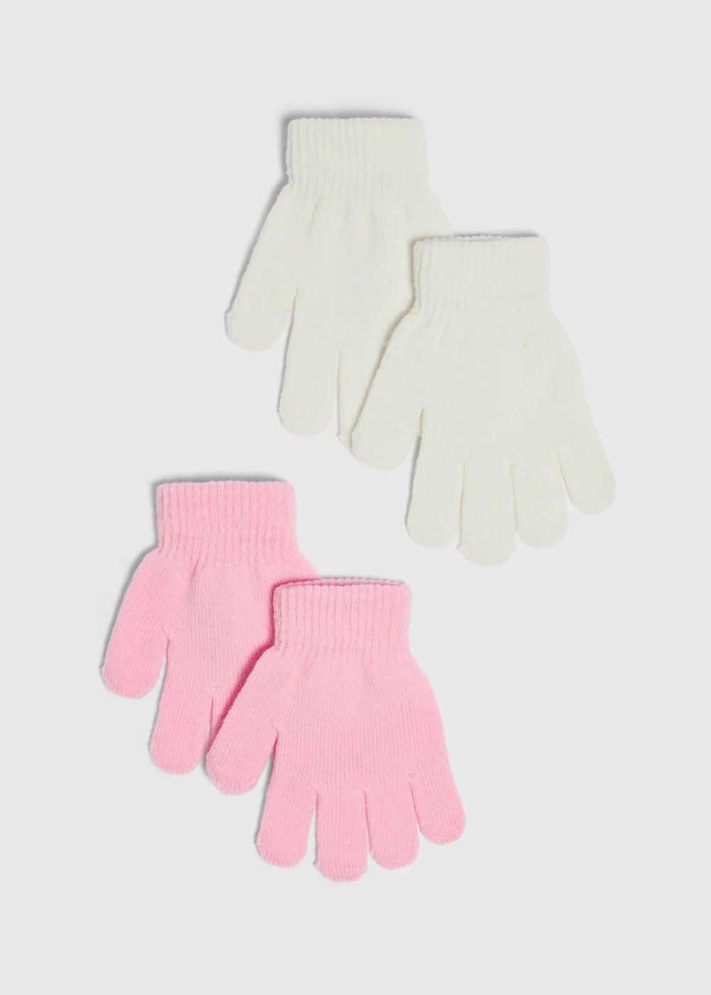 2 Pack Girls Pink/Cream Gloves - One Size Image 1