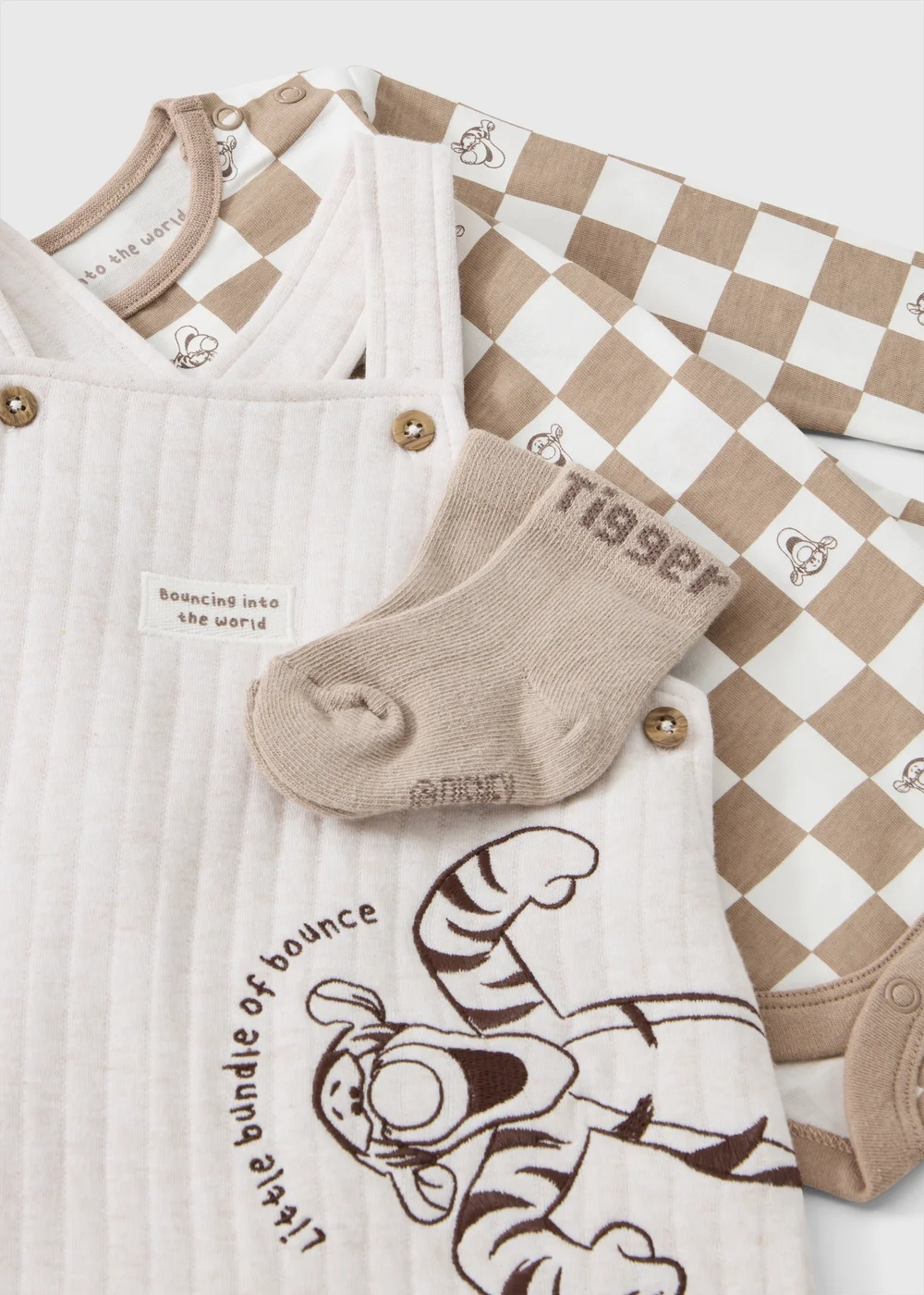 Baby Oatmeal Tigger Top & Dungarees Set (Newborn-18 mnths) - Up to 1 Month Image 2