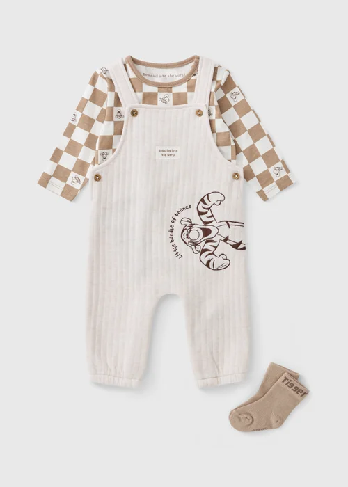 Baby Oatmeal Tigger Top & Dungarees Set (Newborn-18 mnths) - Up to 1 Month Image 1