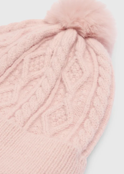 2 Pack Baby Pink Hat & Mittens (1-24 Months) - Up to 1 Month Image 2