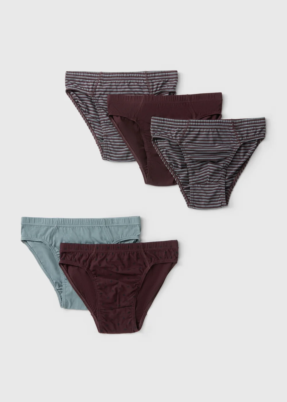 5 Pack Burgundy Stripe Briefs - S Image 1