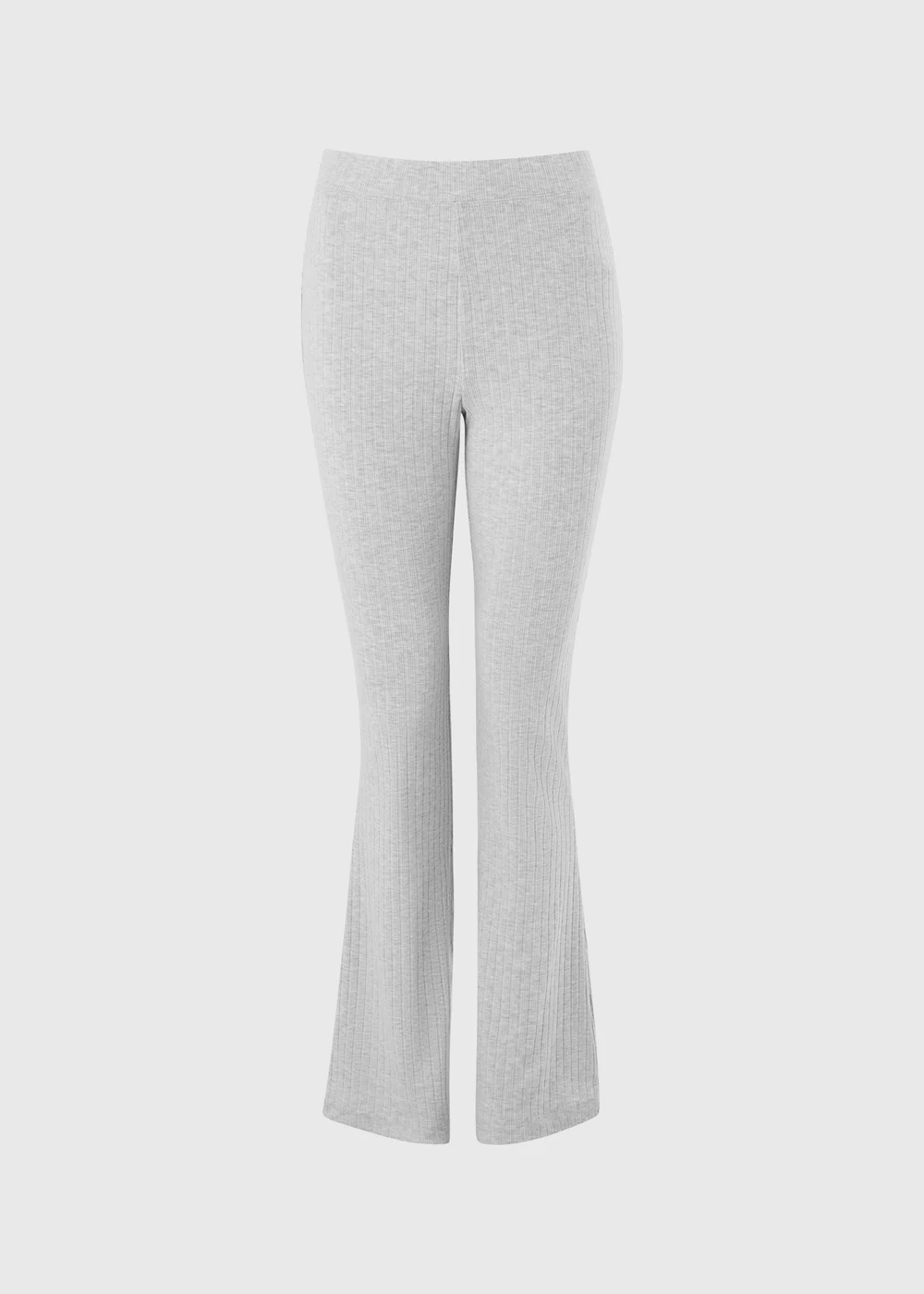 Grey Marl Ribbed Co Ord Flared Trousers - 8 Image 1