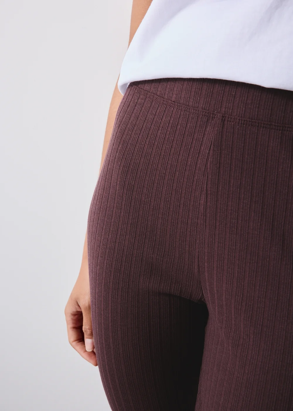 Raisin Ribbed Co Ord Flared Leggings - 8 Image 3