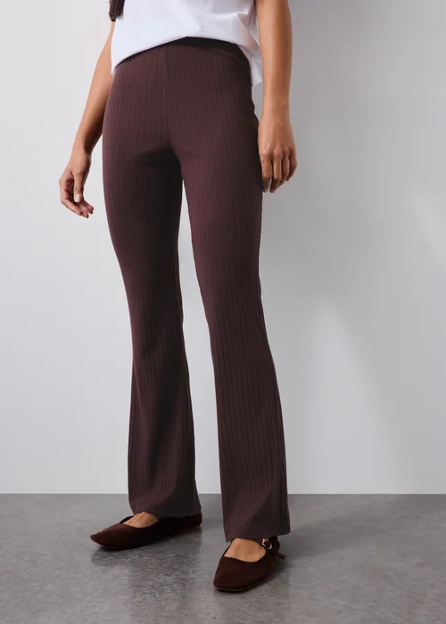 Raisin Ribbed Co Ord Flared Leggings - 8 Image 2