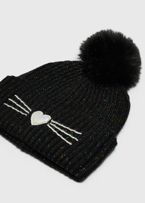 Girls Black Cat Beanie (3-10yrs) - 7-10 Yrs Image 2