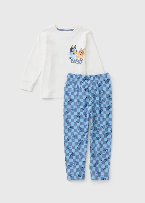 Bluey Boys Cream Check Pyjama Set (1-7yrs) - 1-1.5 Yrs Image 1