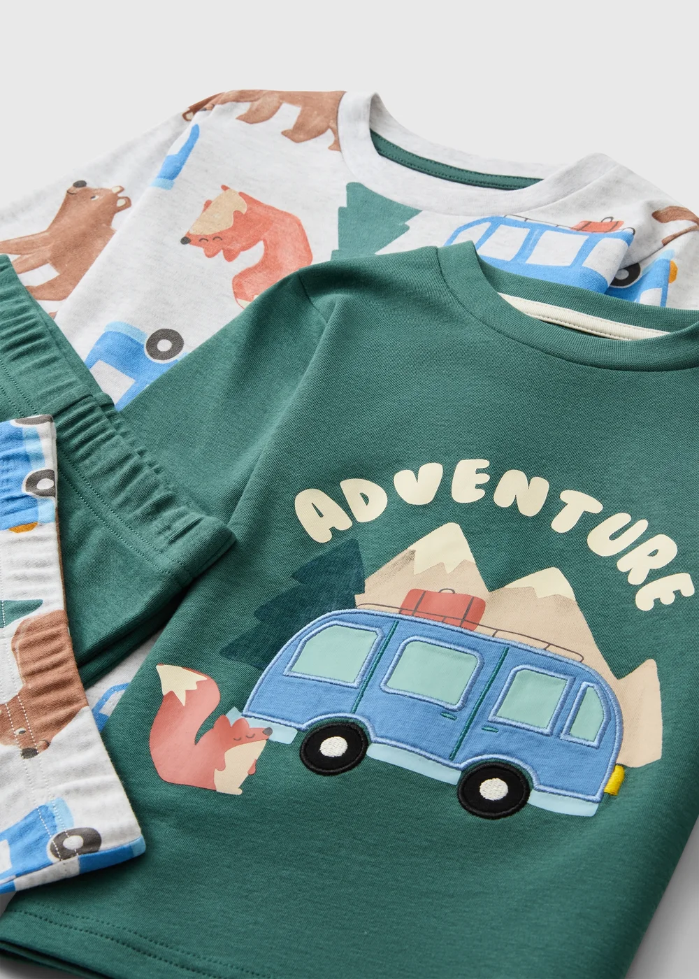 2 Pack Boys Forest Green Woodland Print Pyjamas (1-7yrs) - 1-1.5 Yrs Image 2