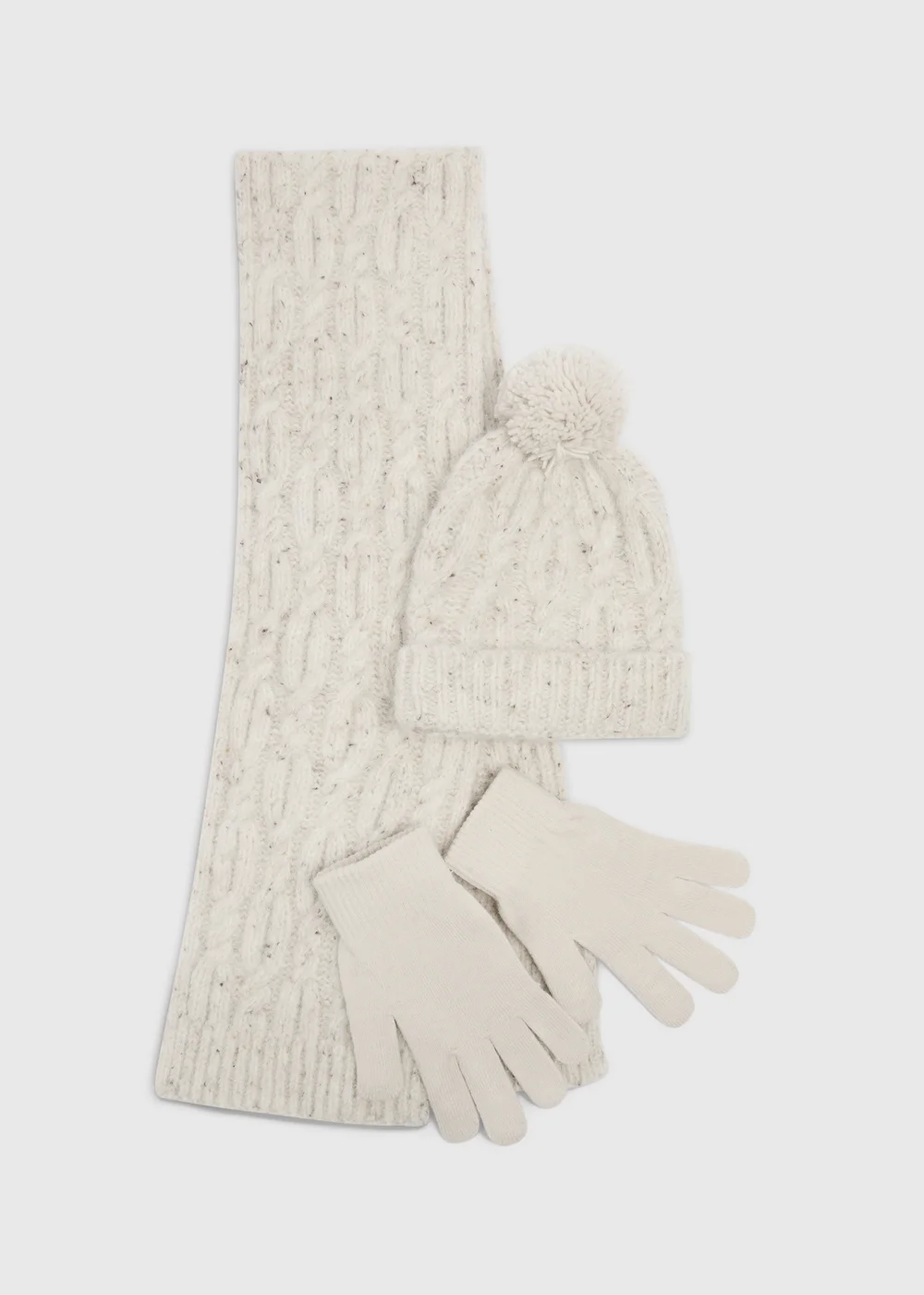 Kids Oatmeal 3 Piece Hat Scarf & Gloves Set (3-13yrs) - 7-10 Yrs Image 1