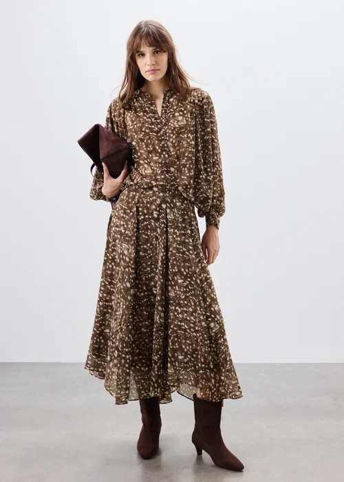 Brown Animal Print Co Ord Blouse - 8 Image 4