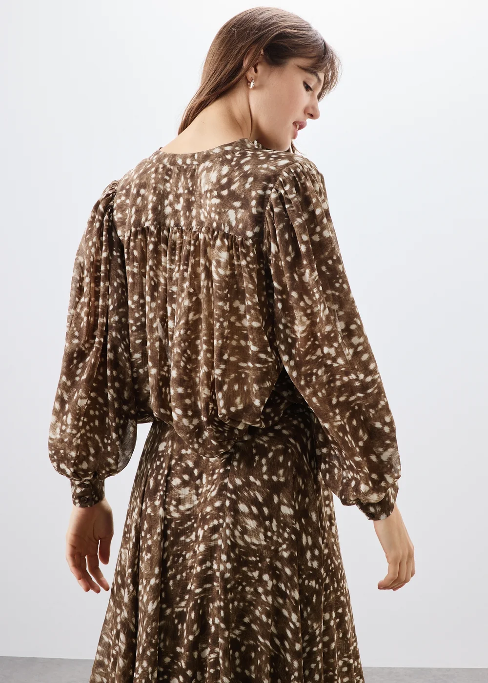Brown Animal Print Co Ord Blouse - 8 Image 2