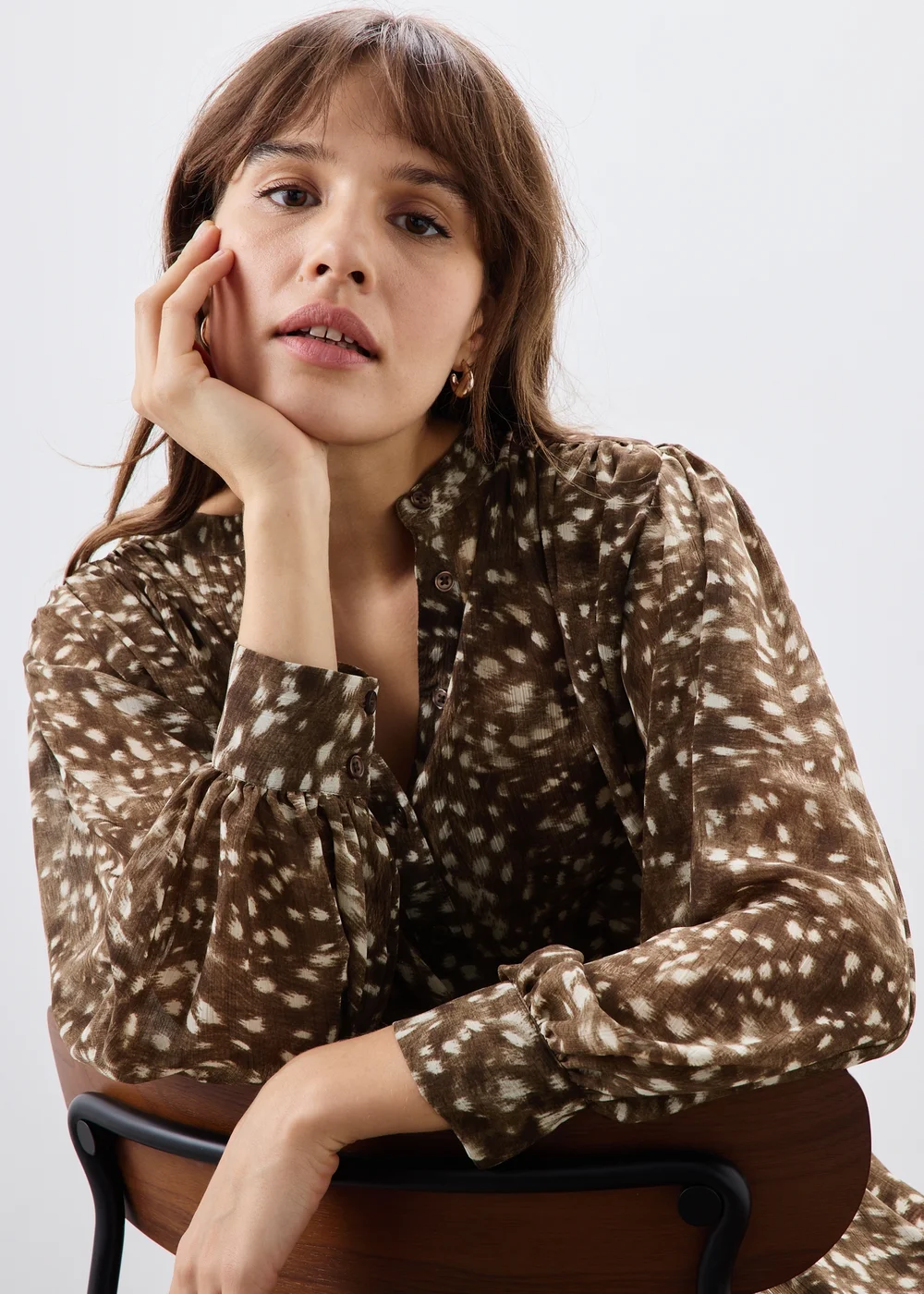 Brown Animal Print Co Ord Blouse - 8 Image 3