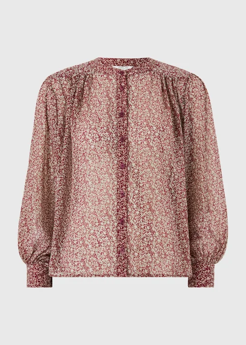 Red Ditsy Print Button Through Blouse - 8 Image 4