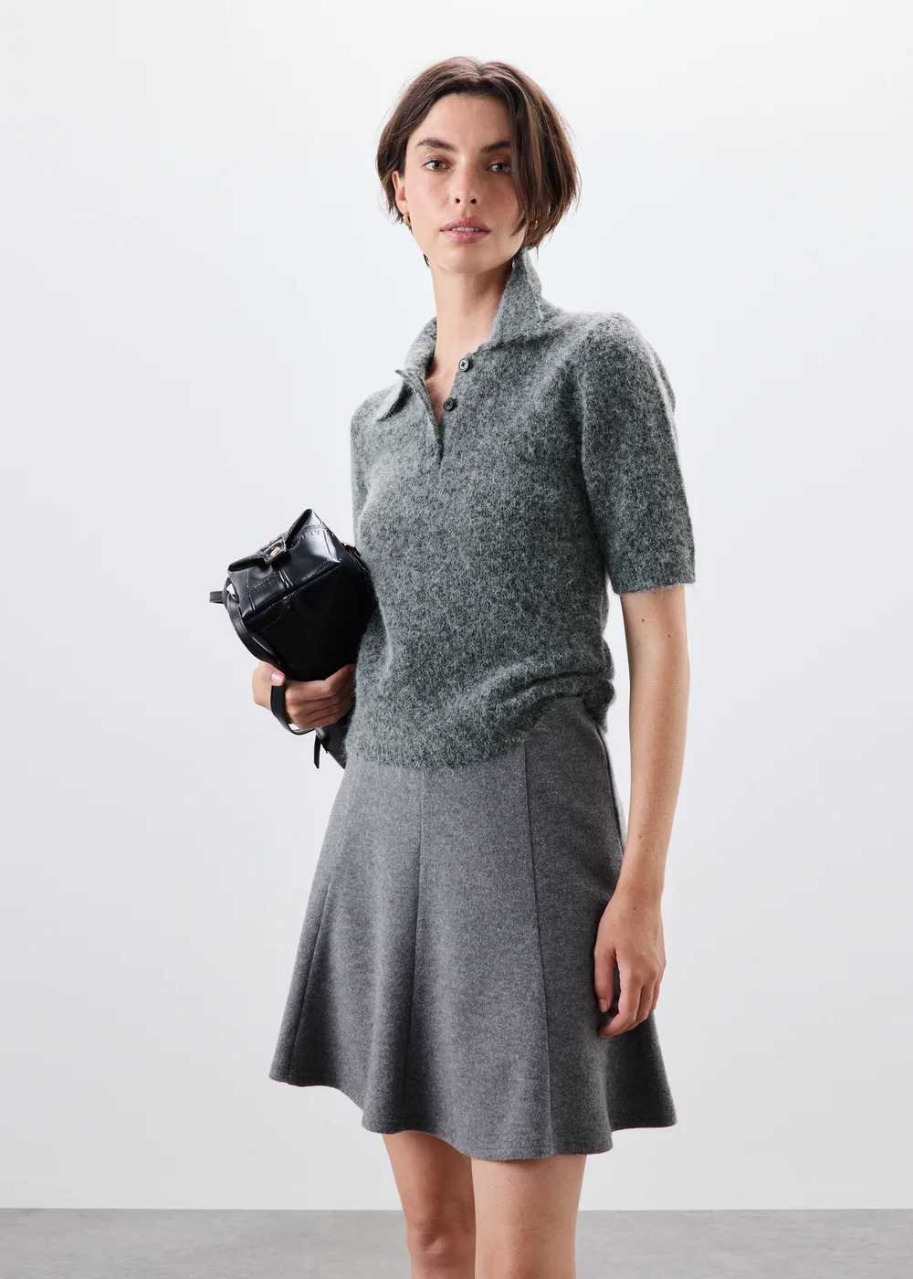 Charcoal Marl Fluffy Collared Jumper - 8 Image 1