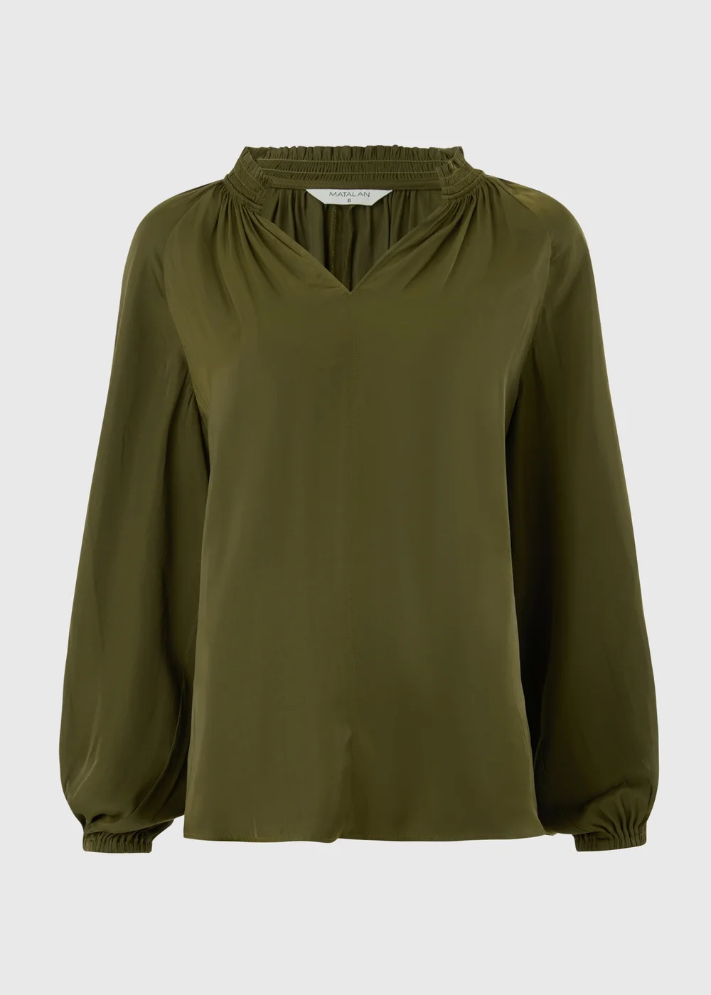 Khaki Satin Popover Co Ord Blouse - 8 Image 3