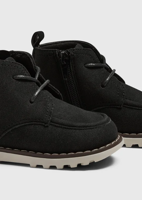 Boys Black Apron Front Boots (Younger 4-12) - 4 Infants Image 2