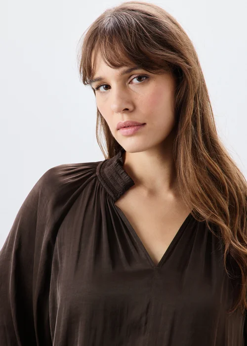 Brown Satin Popover Co Ord Blouse - 8 Image 2
