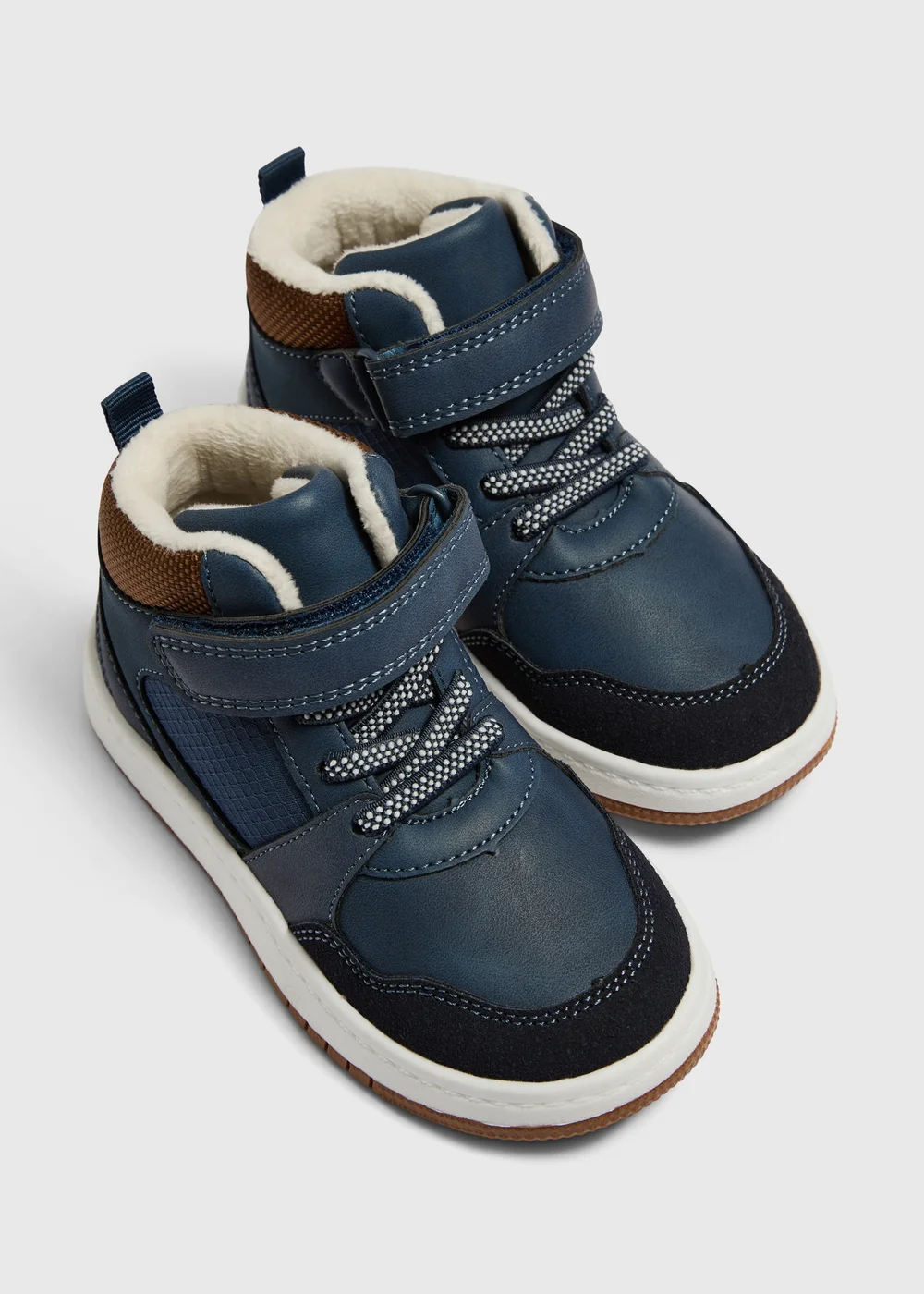 Boys Navy Riptape Strap High Top Boots (Younger 4-12) - 4 Infants Image 2