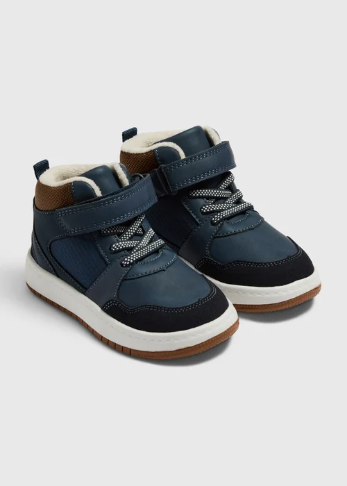 Boys Navy Riptape Strap High Top Boots (Younger 4-12) - 4 Infants Image 1