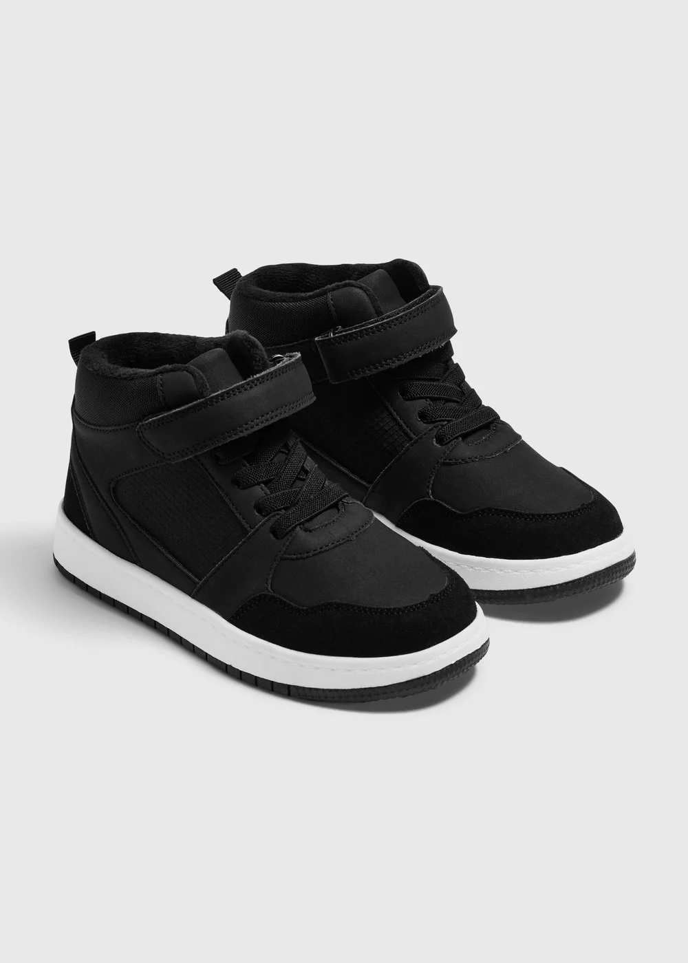 Boys Black Velcro High Top Trainers (Younger 10-Older 6) - 10 Infants Image 1