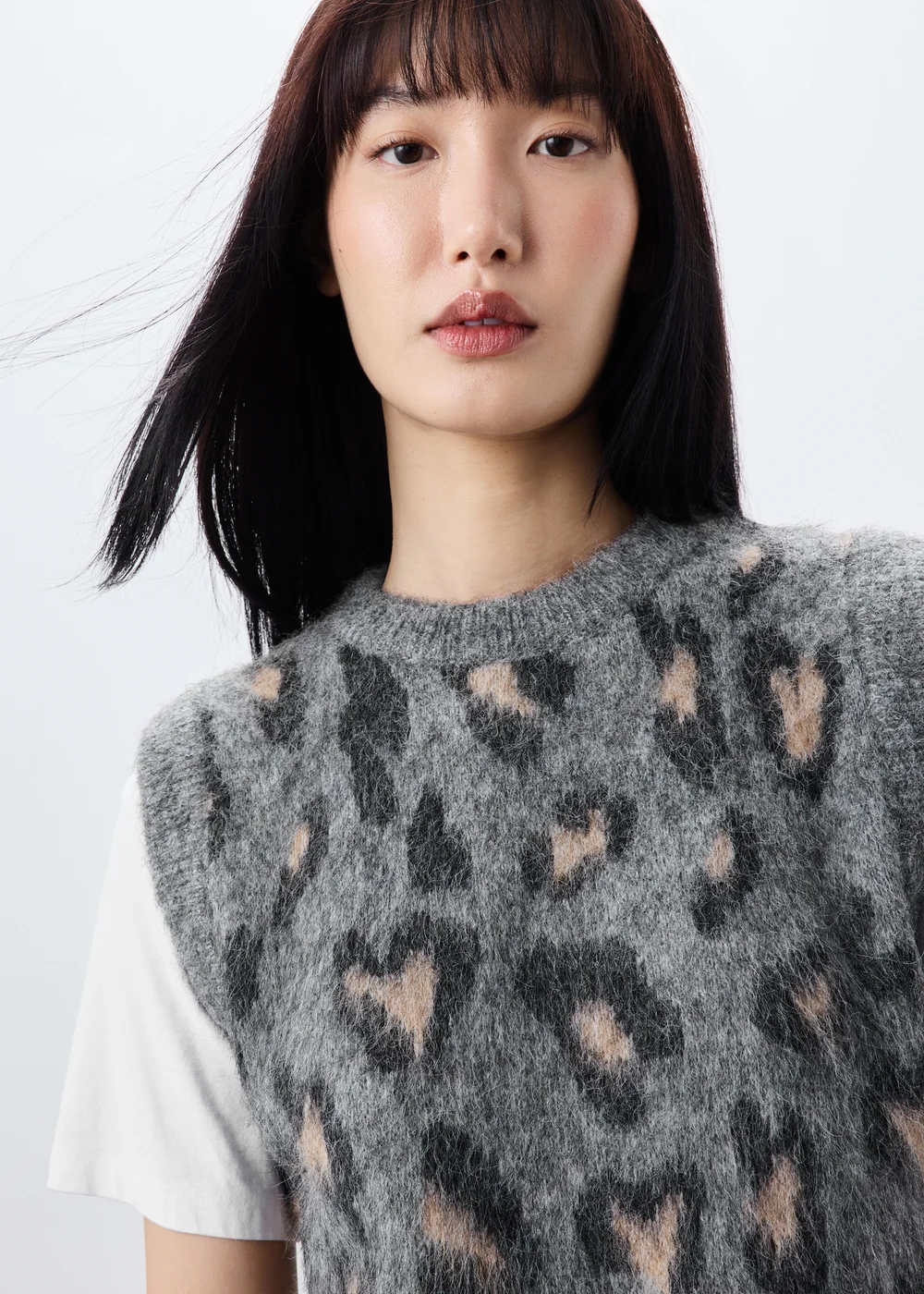 Grey Animal Print Knitted Tank Top - XS Image 3