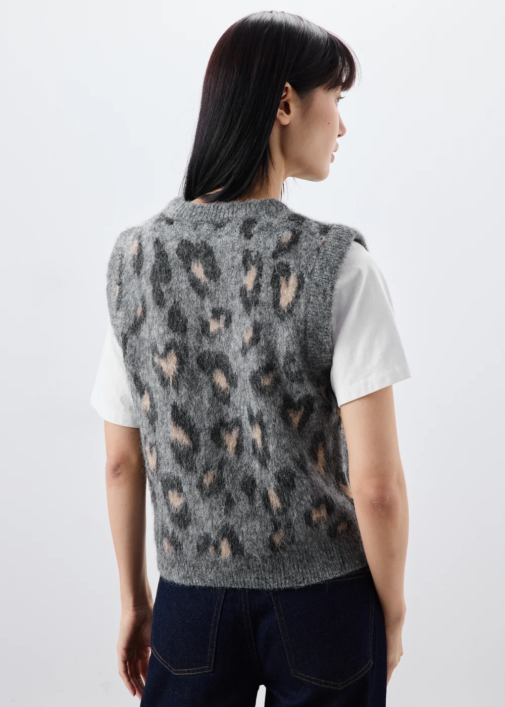 Grey Animal Print Knitted Tank Top - XS Image 2