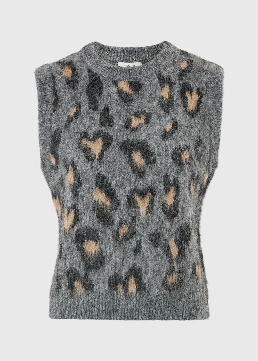 Grey Animal Print Knitted Tank Top - XS Image 5