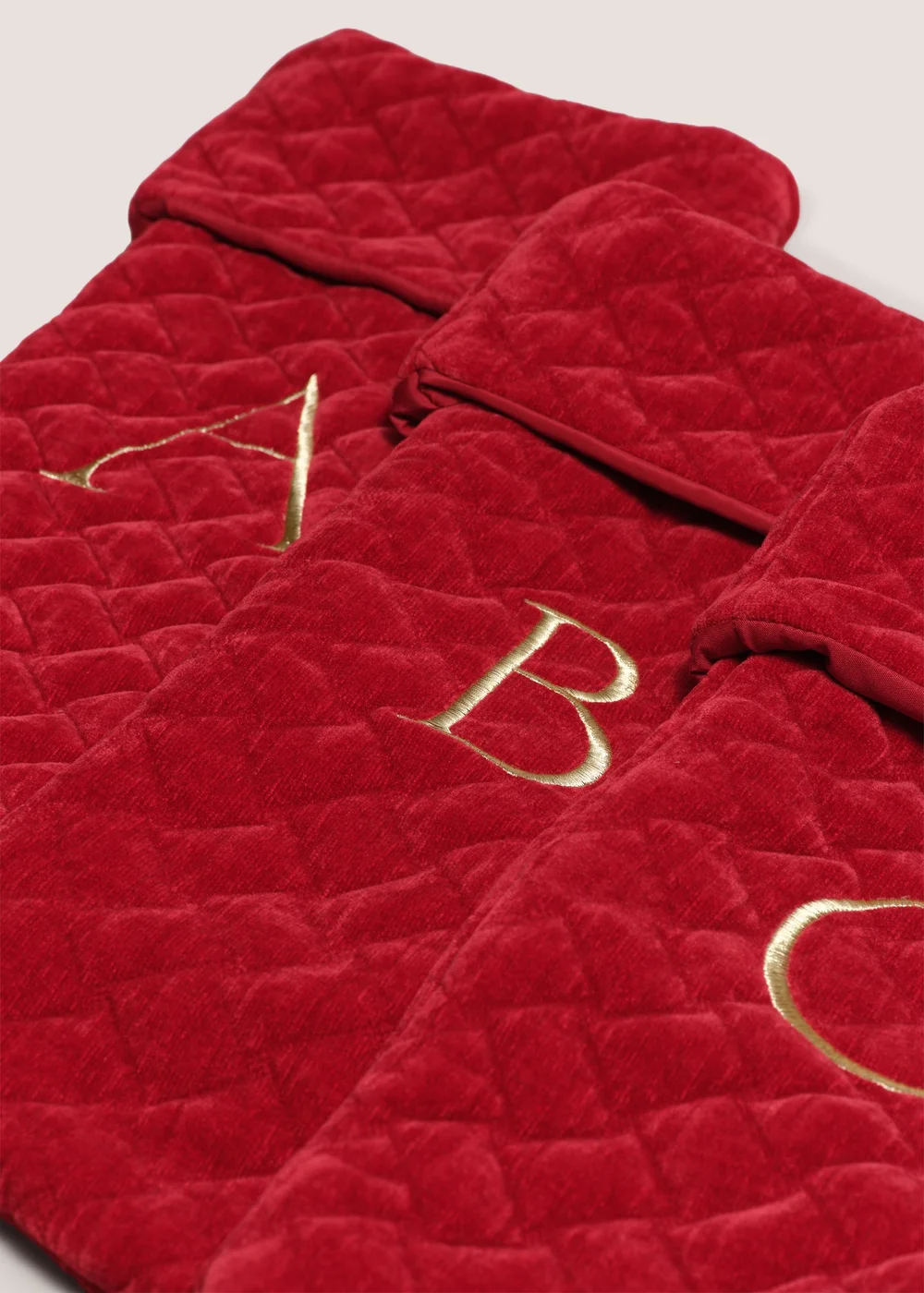 Red Alphabet Quilted Stocking - A Image 2