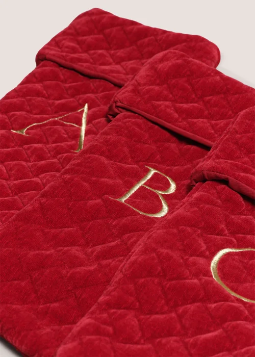 Red Alphabet Quilted Stocking - A Image 2