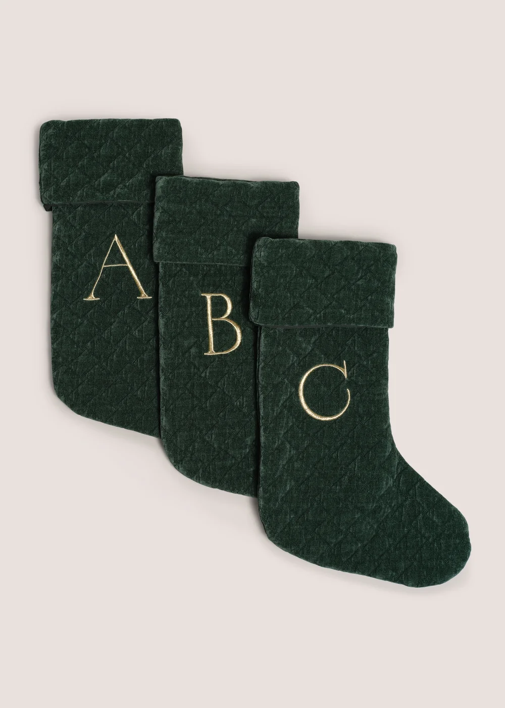 Green Quilted Alphabet Stocking - A Image 1