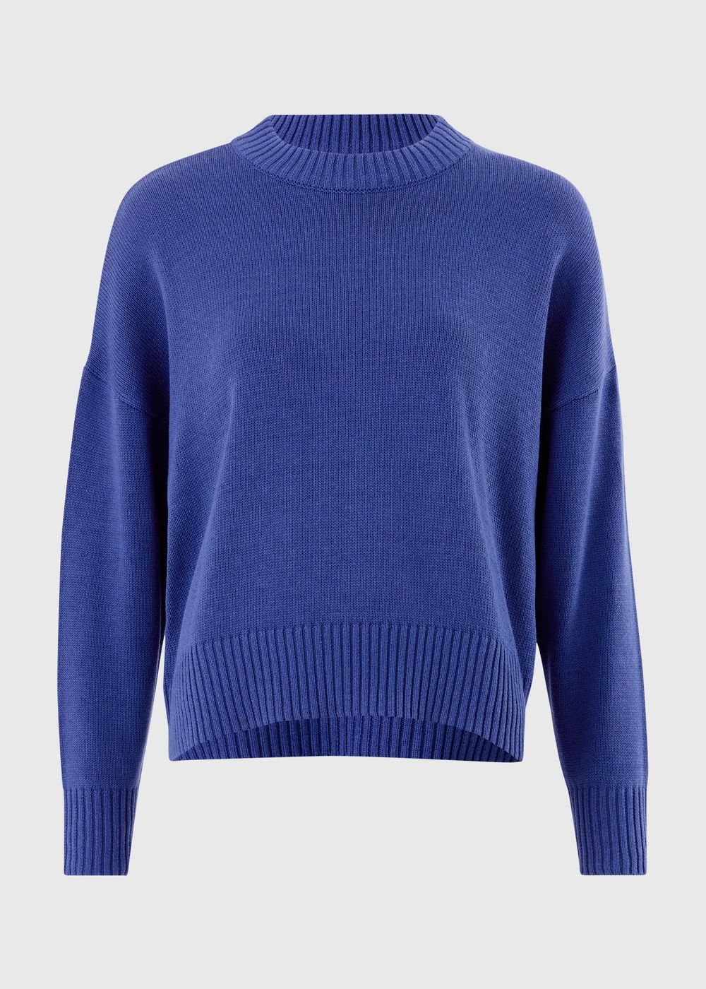 Blue Ribbed Hem Knitted Jumper - XS Image 4