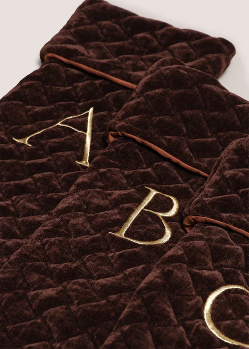 Brown Quilted Alphabet Stocking - A Image 2