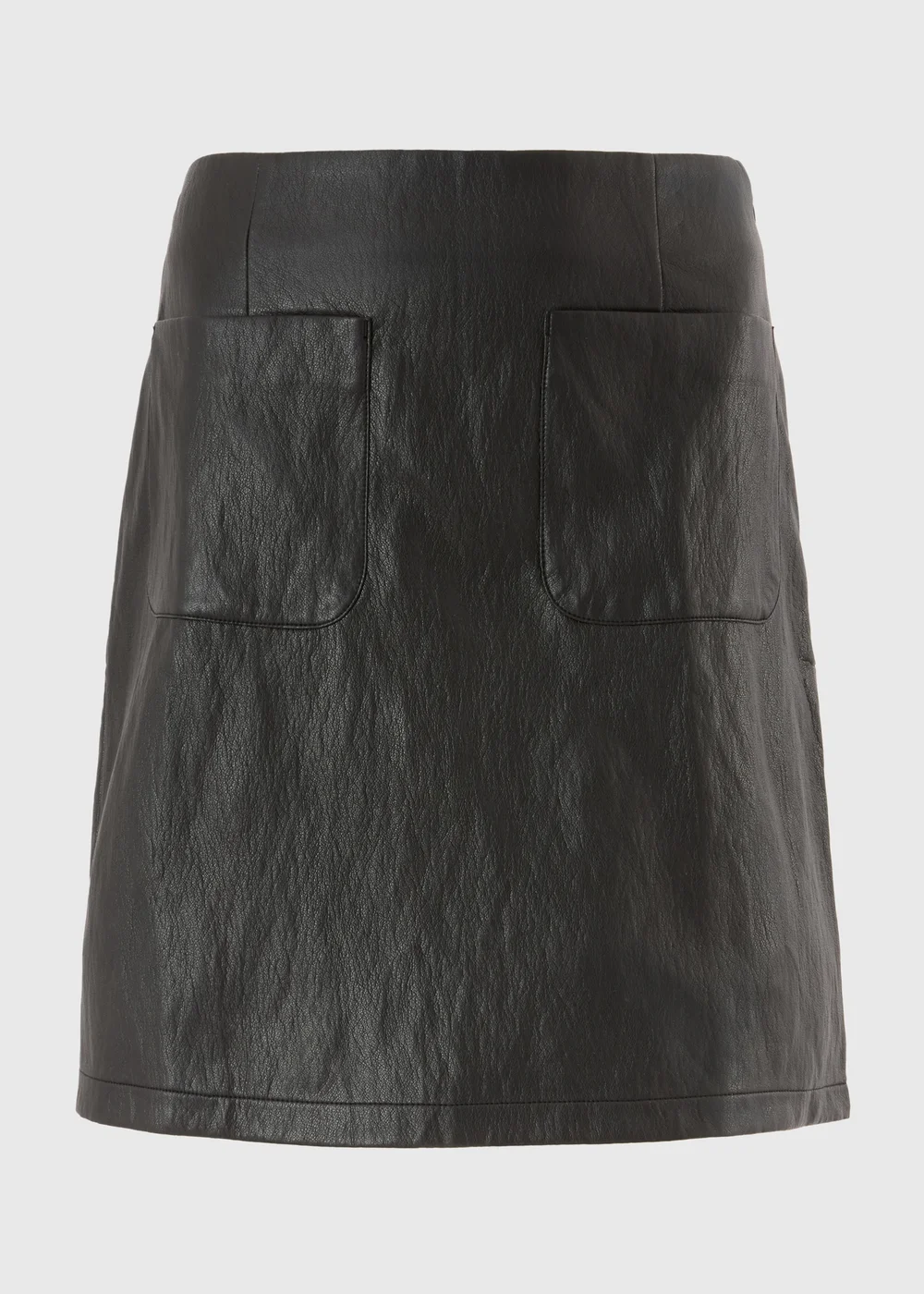 Black Faux Leather Double Pocket Mini Skirt - 8 Image 1