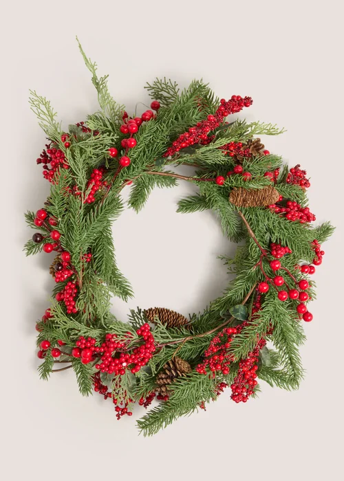Red Pre-Lit Berries Christmas Garland Image 1