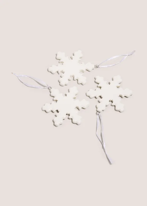 3 Pack Ceramic Snowflake Decorations Image 2