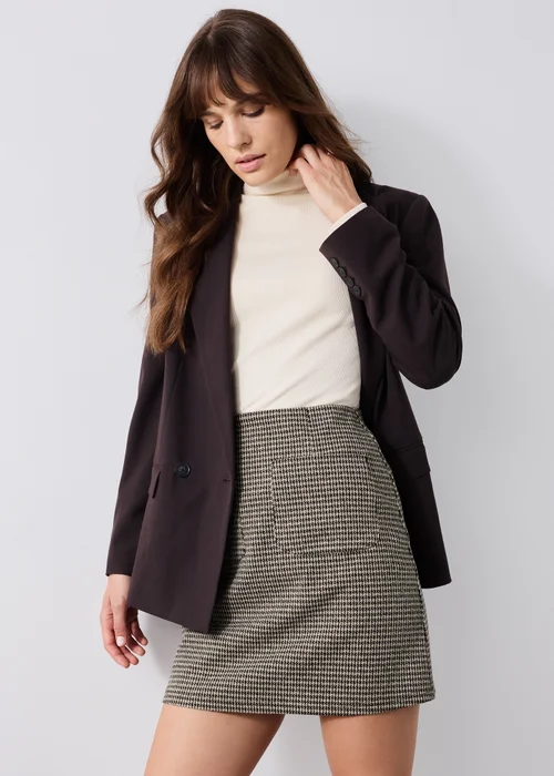 Brown Check Double Pocket Mini Skirt - 14 Image 1