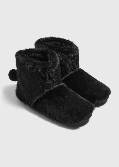 Black Faux Fur Slipper Boot - S Image 1