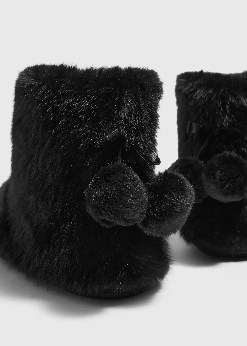 Black Faux Fur Slipper Boot - S Image 2