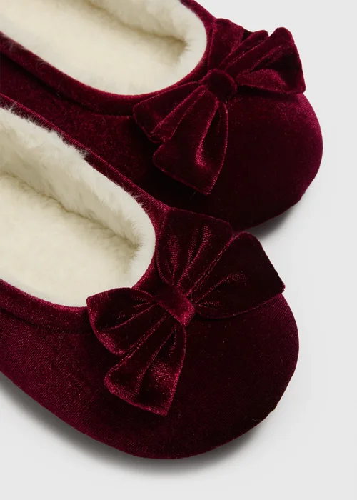 Burgundy Velvet Ballet Slippers - 3 Image 2