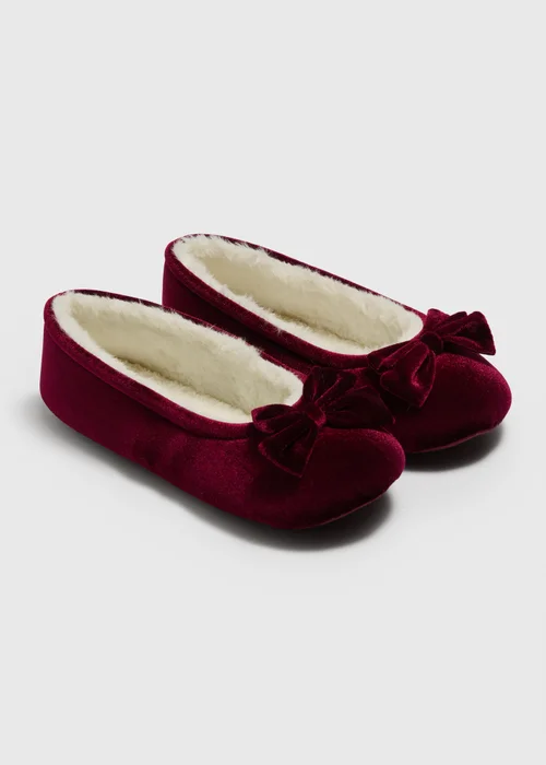 Burgundy Velvet Ballet Slippers - 3 Image 1