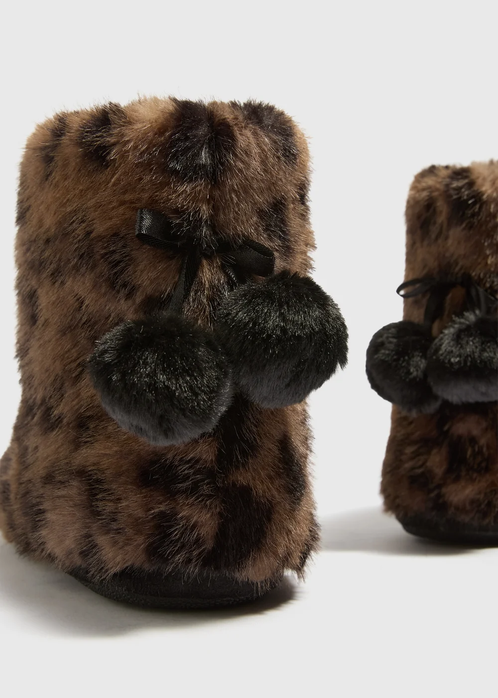 Animal Print Faux Fur Boot Slippers - S Image 2