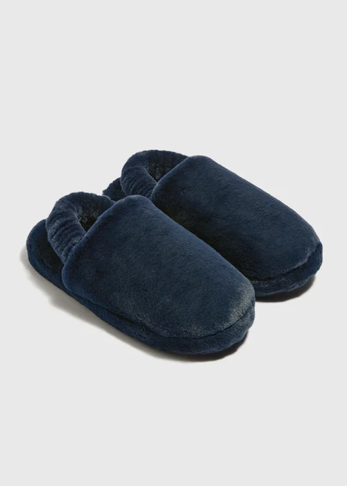 Navy Elasticated Mule Slippers - S Image 1