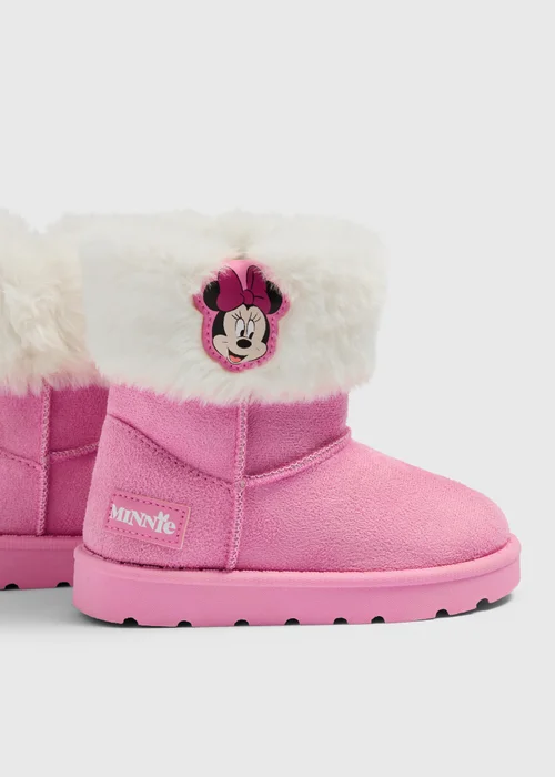 Girls Pink Minnie Mouse Snug Boots (Younger 4-12) - 4 Infants Image 2