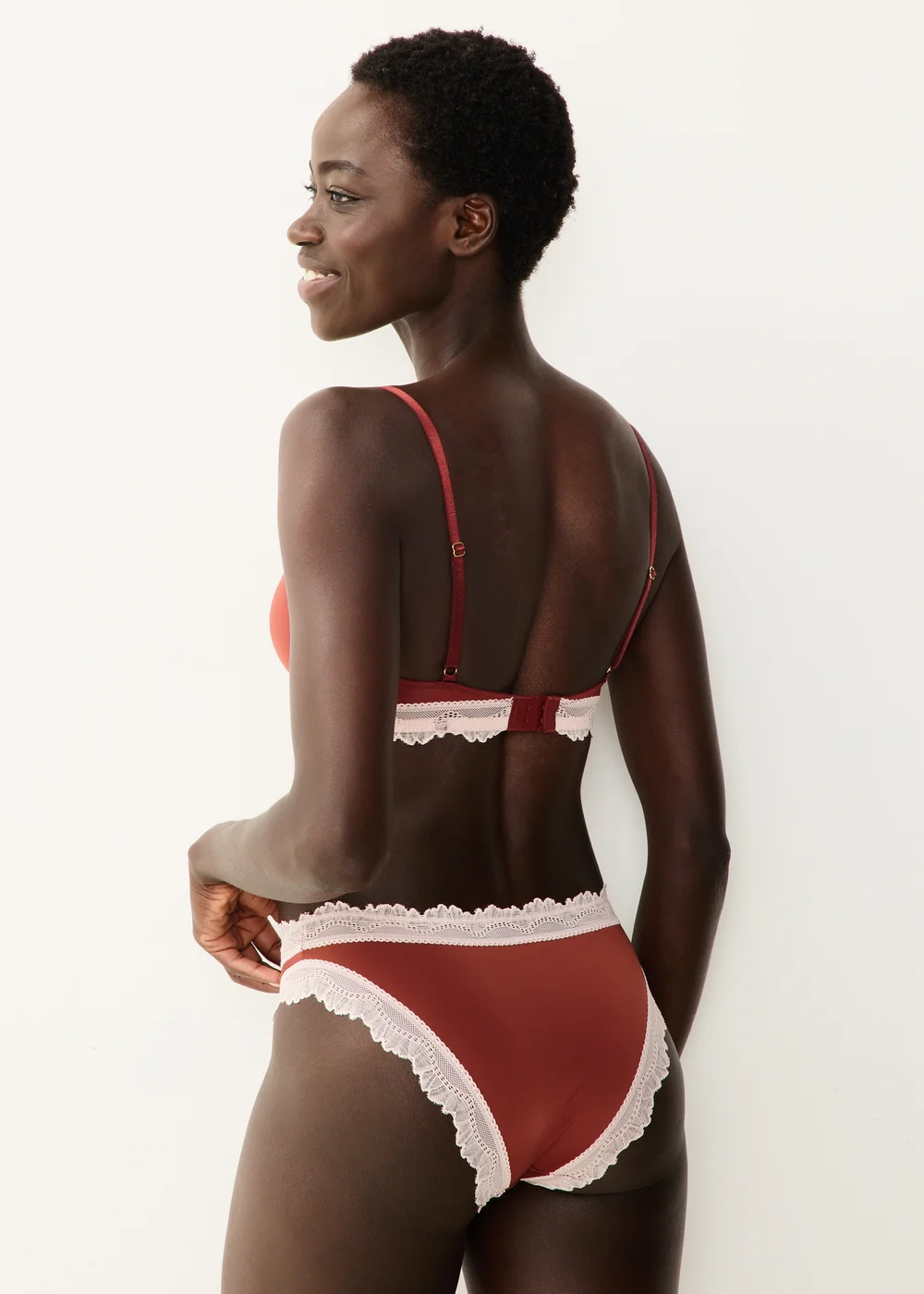 Burgundy Lace Trim Brazilian Knickers - 8 Image 2