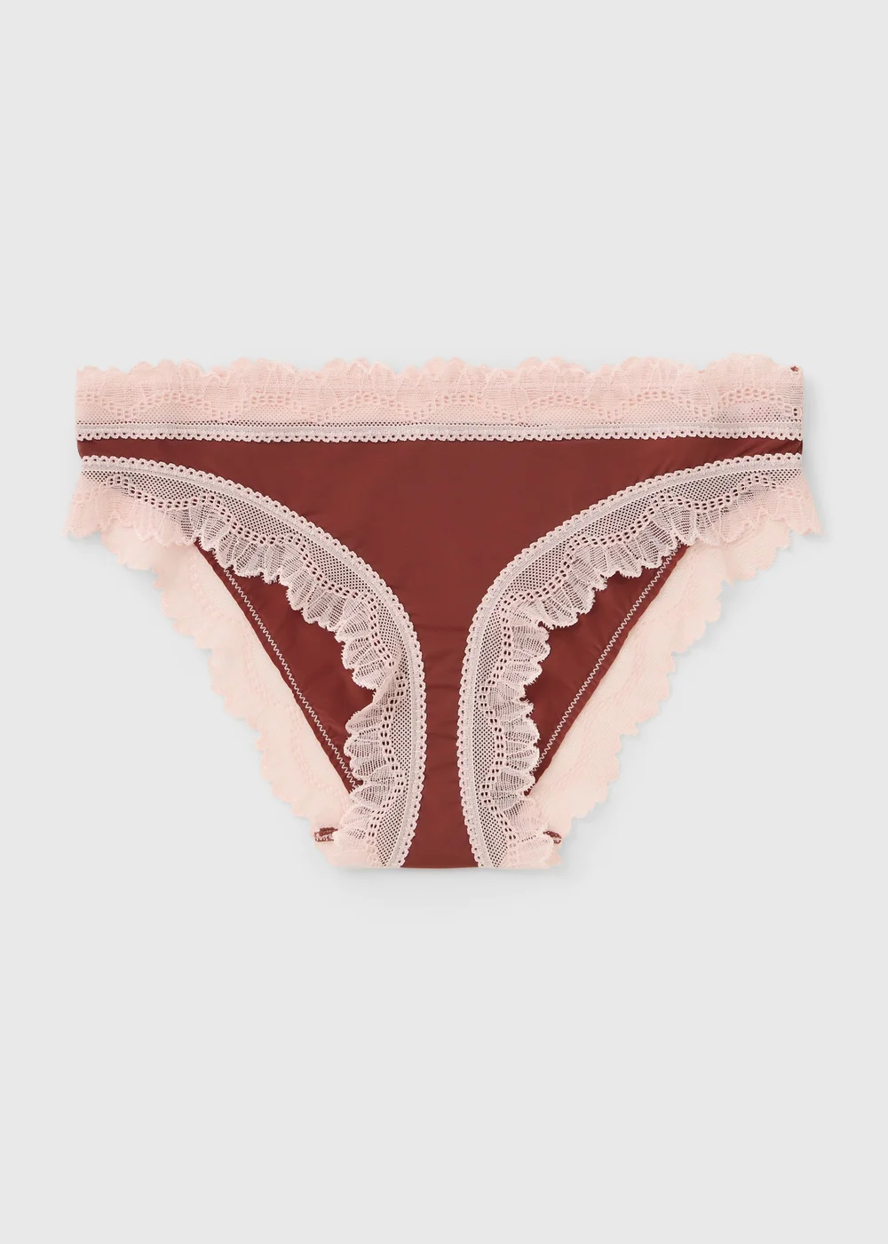 Burgundy Lace Trim Brazilian Knickers - 8 Image 1