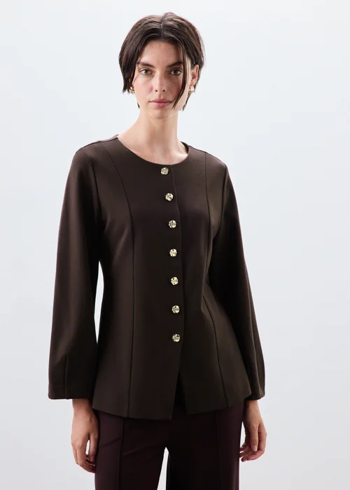 Brown Ponte Fit & Flare Co Ord Jacket - 8 Image 1